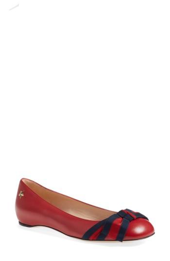 Women's Gucci 'aline' Bow Ballet Flat Us / 37eu - Red