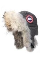 Women's Canada Goose Aviator Hat With Genuine Coyote Fur Trim /x-large - Grey