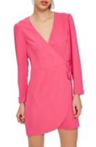 Women's Topshop Crepe Wrap Minidress Us (fits Like 0-2) - Pink