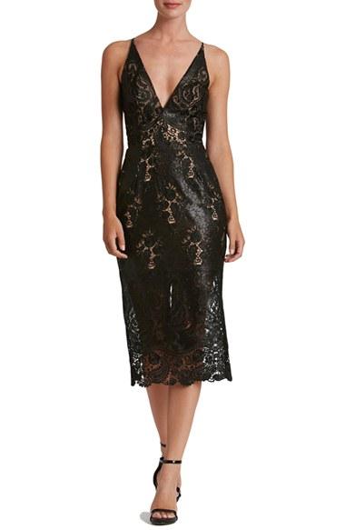 Women's Dress The Population Angela Sequin Lace Midi Dress