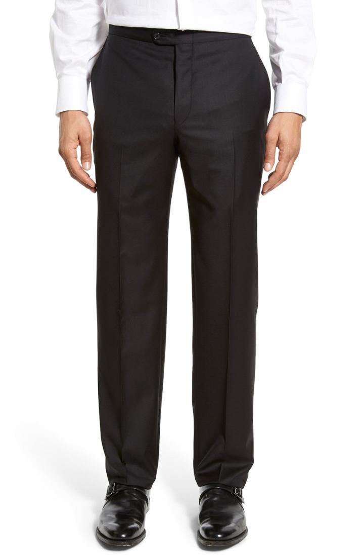 Men's Hickey Freeman Classic B Fit Flat Front Wool Formal Trousers