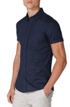 Men's Topman Muscle Fit Woven Shirt - Blue