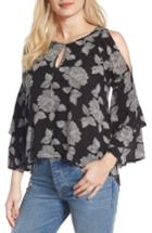 Women's Bp. Ruffle Cold Shoulder Top - Black