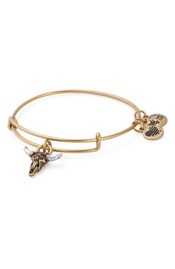Women's Alex And Ani Spirited Skull Adjustable Bangle