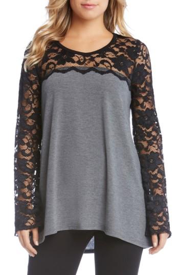 Women's Karen Kane Lace Sleeve Sweater - Grey