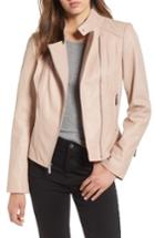 Women's Michael Michael Kors Asymmetrical Zip Leather Moto Jacket - Pink