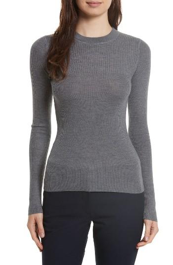 Women's Joseph Ribbed Wool Blend Top - Beige