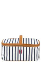 Cathy's Concepts Monogram Stripe Canvas Cosmetics Case, Size - Blue H