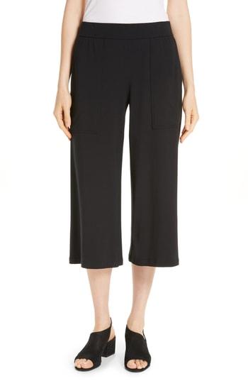 Women's Eileen Fisher Patch Pocket Crop Pants, Size - Black