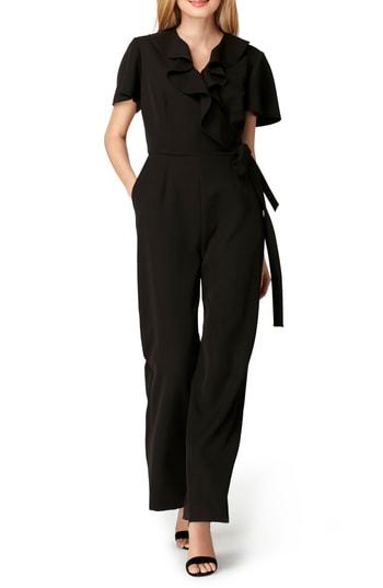 Women's Tahari Ruffle Neck Crepe Jumpsuit