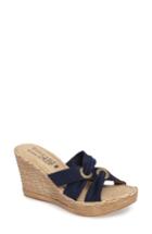 Women's Tuscany By Easy Street Solaro Platform Wedge Sandal .5 N - Blue