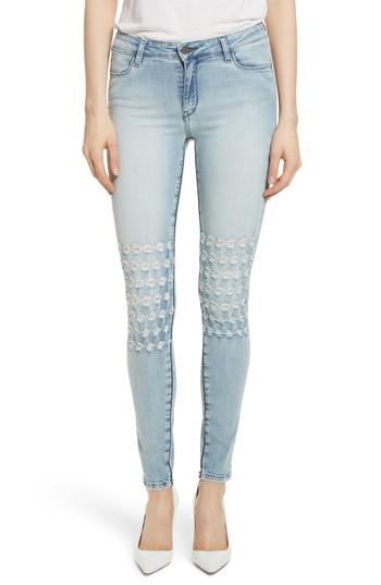 Women's Brockenbow Emma Embroidered Distressed Skinny Jeans - Blue