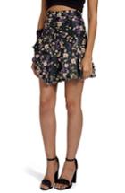 Women's Missguided Jacquard Floral Miniskirt Us / 4 Uk - Black