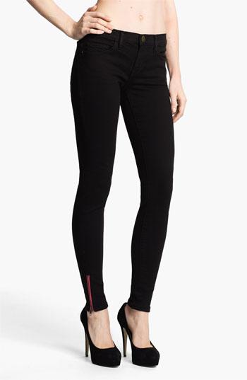 Current/elliott Skinny Stretch Ankle Jeans (black/fuchsia) Womens Black With Fuchsia Size 27 27