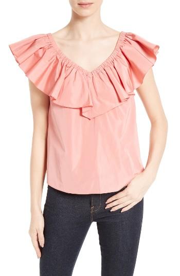 Women's Rebecca Taylor Off The Shoulder Taffeta Top - Coral