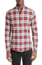 Men's The Kooples Modern Cowbow Trim Fit Plaid Band Collar Sport Shirt