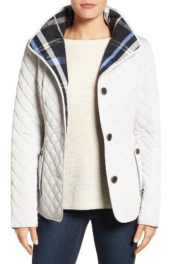 Women's Gallery Plaid Lined Quilted Barn Jacket - Ivory