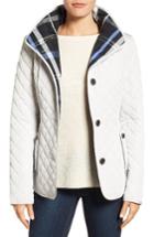Women's Gallery Plaid Lined Quilted Barn Jacket - Ivory