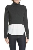Women's Brochu Walker Luna Mixed Media Layered Wool Cashmere Sweater - Grey