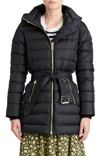 Women's Burberry Limefield Hooded Puffer Coat, Size - Blue