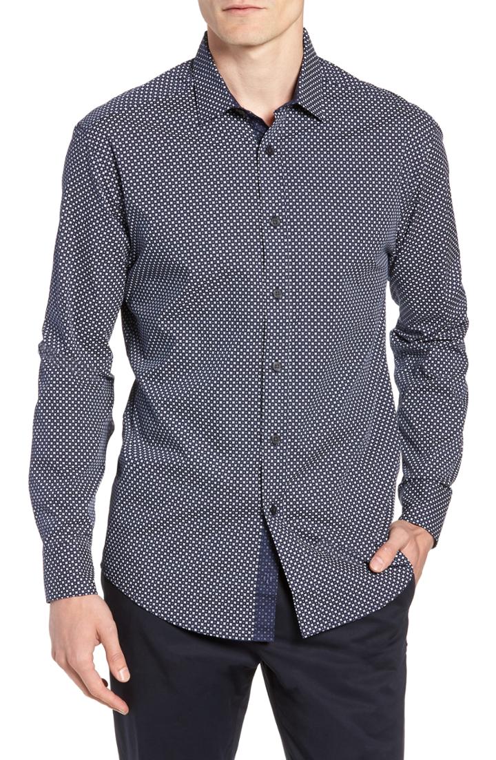 Men's Vince Camuto Regular Fit Geometric Dot Sport Shirt, Size - Blue