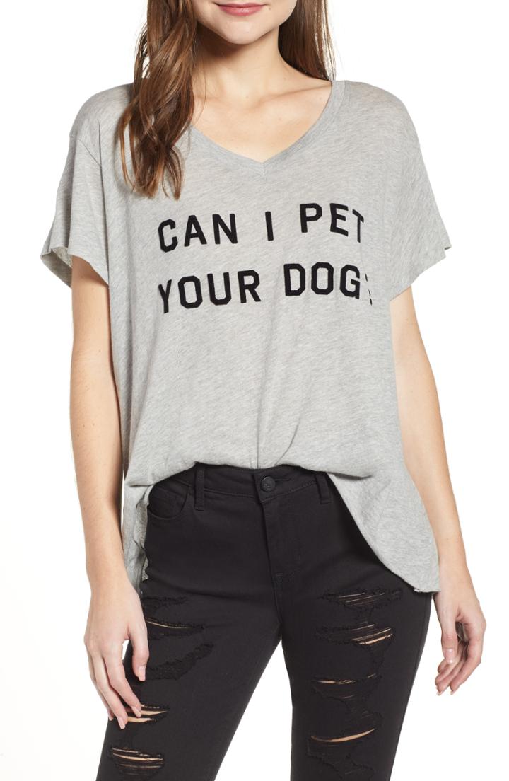 Women's Wildfox Romeo Can I Pet Your Dog Tee - Grey