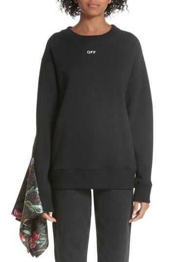 Women's Off-white Foulard Sleeve Crewneck Sweatshirt - Black