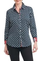 Women's Foxcroft Ava Dot Paisley Trim Shirt - Black