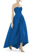 Women's Alfred Sung Strapless High/low Sateen Twill Gown - Blue/green
