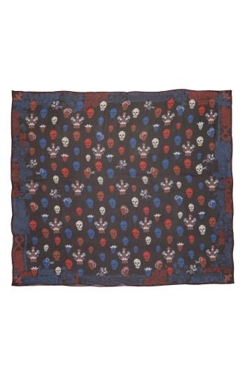 Women's Alexander Mcqueen Heraldic Multiskull Silk Scarf, Size - Pink