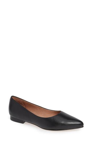 Women's Caslon Luna Pointy Toe Flat .5 M - Black
