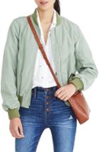 Women's Madewell Side Zip Bomber Jacket, Size - Green