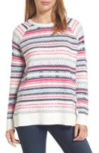 Petite Women's Caslon Tie Back Patterned Sweater, Size P - Ivory