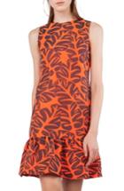 Women's Akris Punto Tropical Leaf Jacquard Shift Dress - Orange
