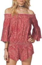 Women's Rip Curl Everglow Paisley Print Off The Shoulder Romper - Red