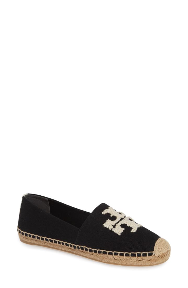 Women's Tory Burch Elisa Espadrille Flat M - Black