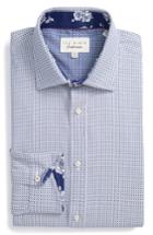 Men's Ted Baker London Eager Trim Fit Geometric Dress Shirt - 32/33 - Blue