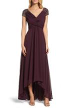 Women's Eliza J Embellished Pleated Chiffon Gown - Purple