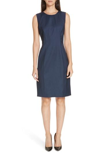 Women's Boss Dagita Stretch Wool Blend Sheath Dress R - Blue
