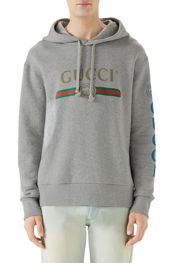 Men's Gucci Vintage Logo Embroidered Pullover Hoodie