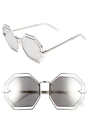 Women's Karen Walker 'emmanuel' Octagonal 55mm Sunglasses - Silver/ Clear