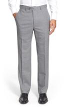 Men's Santorelli Flat Front Check Wool Trousers - Grey