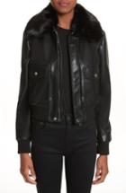 Women's Givenchy Faux Leather Jacket With Faux Fur Collar Us / 40 Fr - Black