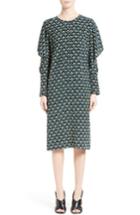 Women's Marni Print Silk Cold Shoulder Dress Us / 42 It - Blue