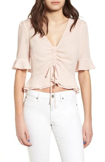 Women's Astr The Label Cinch Front Crop Top - Pink