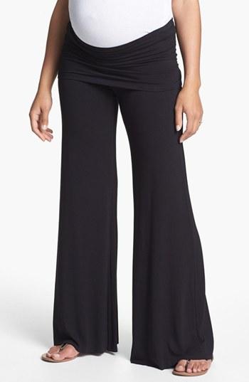 Women's Maternal America Knit Flare Leg Maternity Pants - Black