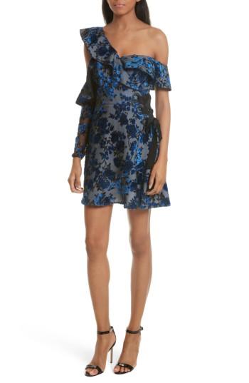 Women's Self-portrait Velvet Devore Minidress - Blue