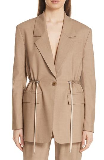 Women's Tibi Tropical Drawstring Waist Jacket - Beige