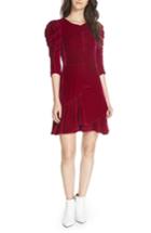 Women's Rebecca Taylor Ruched Velvet Dress - Red