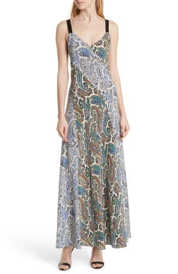 Women's Dvf Paneled Silk Maxi Dress - Blue/green